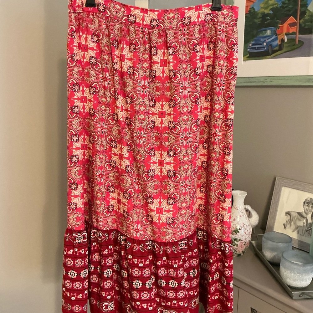Floral Red, pink, and white skirt.
